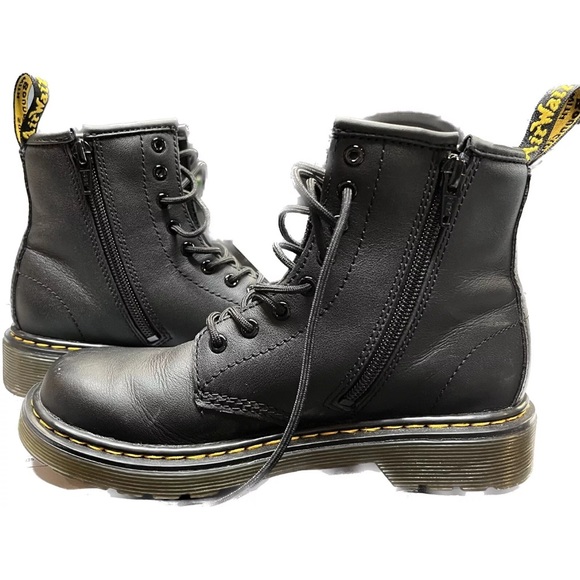 Doc Martens 1460J Combat Boots Youth Size 2 Lace Up Side Zip Black - Picture 4 of 7